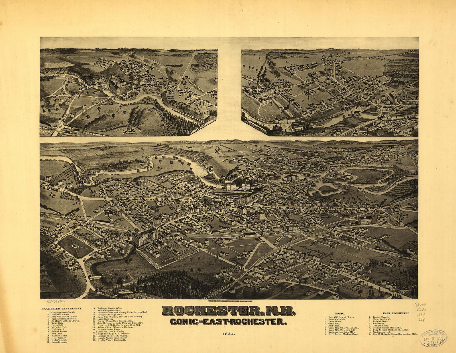 Rochester, New Hampshire, 1884, 1884 — antique map