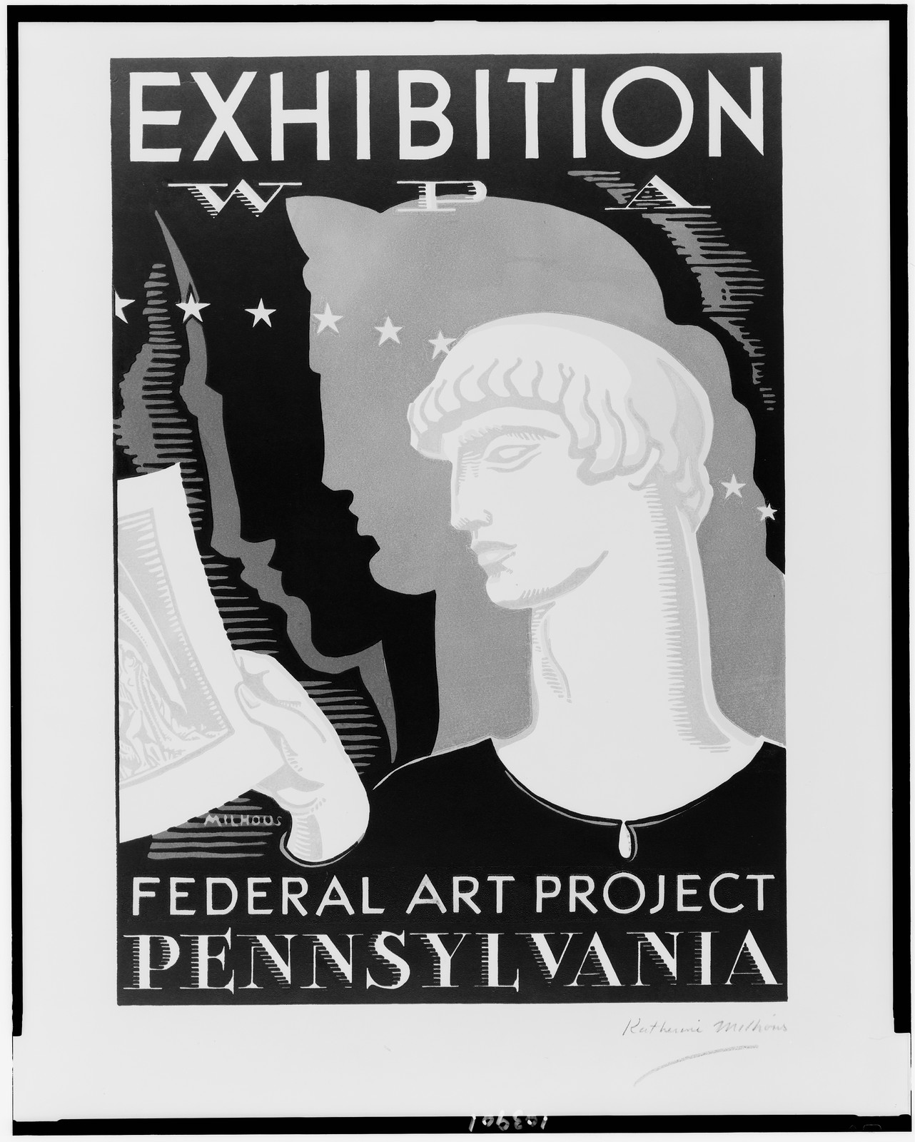 Exhibition WPA Federal Art Project Pennsylvania / Milhous., 1936 — vintage poster