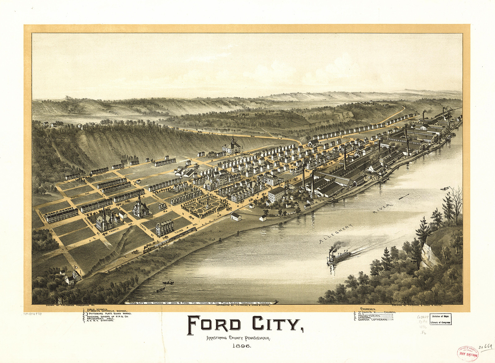 Ford City, Pennsylvania, 1896, 1896 — antique map
