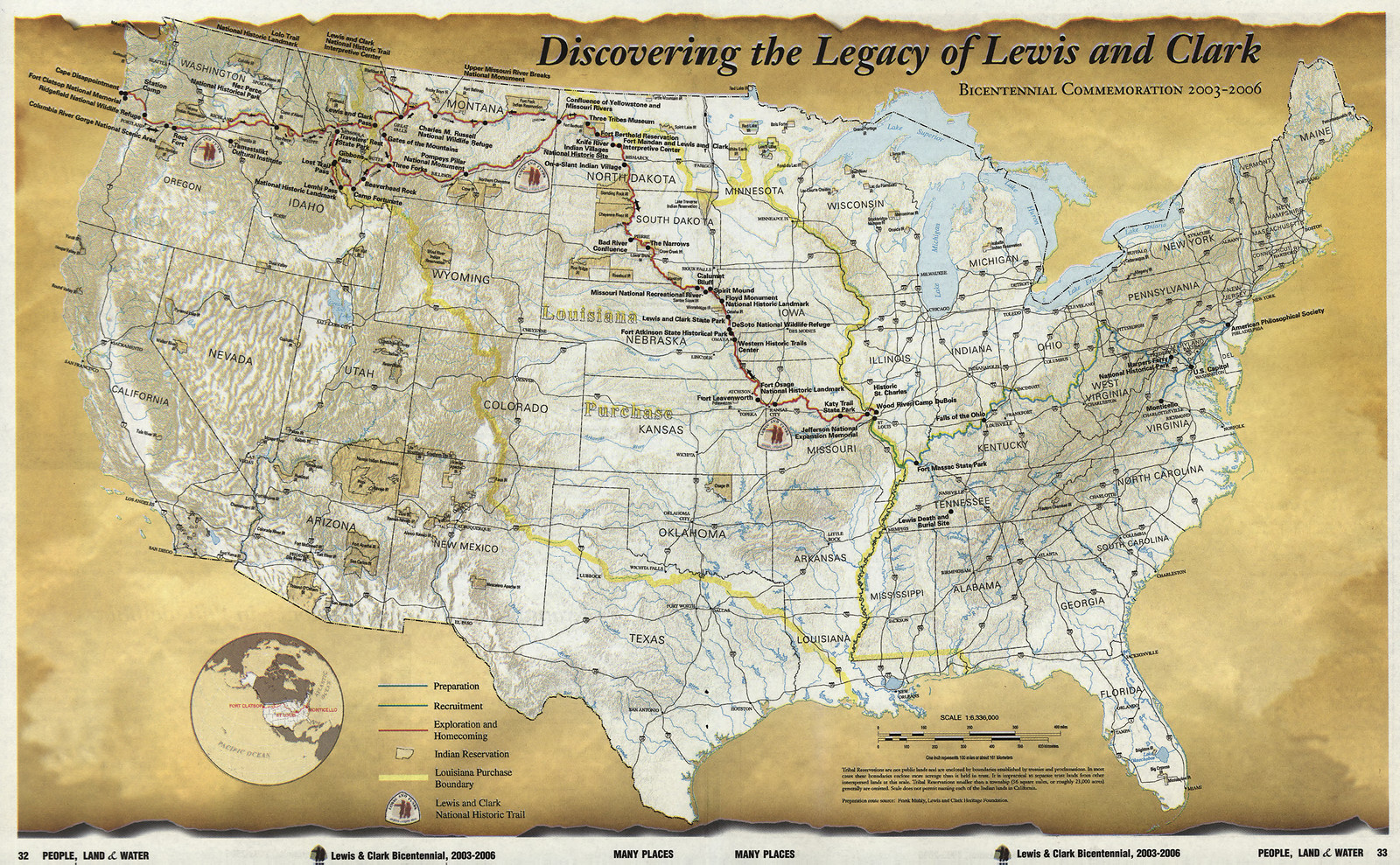 Discovering the Legacy of Lewis and Clark, Bicentennial Commemoration 2003-2006 map — antique map