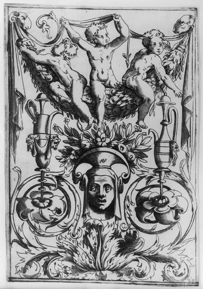 [Grotesque, ornate panel designs by Agostino Veneziano, 1490-1540]