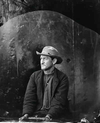 Edman Spangler, A "Conspirator," In Hat And Manacled, Washington Navy Yard, D.C. Alexander Gardner, photographer