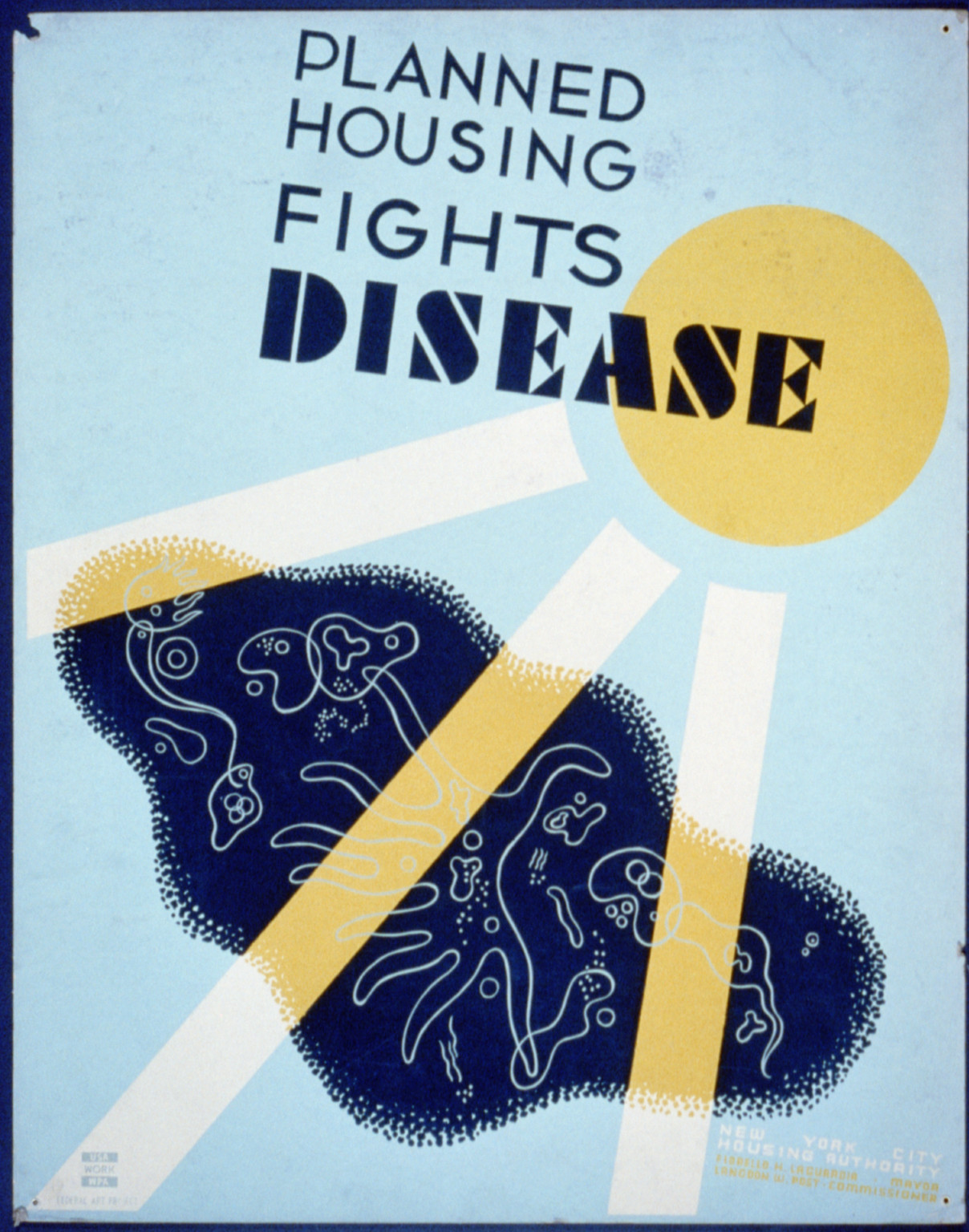 Planned housing fights disease, 1936 — vintage poster