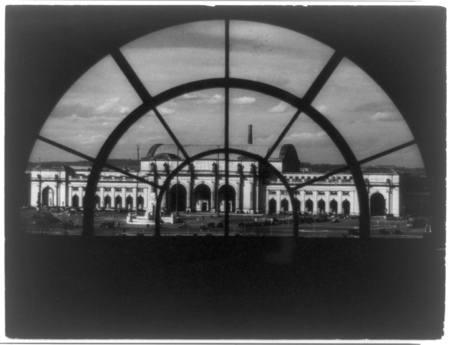 [Bird's-eye view of Union Station, through window, Washington, D.C.], [between 1910 and 1940(?)] — historic photograph