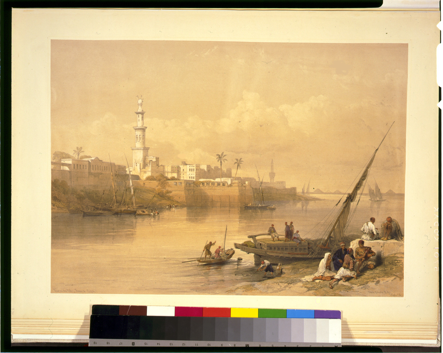 View on the Nile--ferry to Gizeh / David Roberts, R.A., [published between 1846 and 1849] — antique lithograph