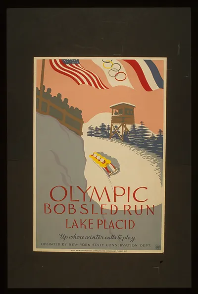 Olympic bobsled run, Lake Placid Up where winter calls to play.