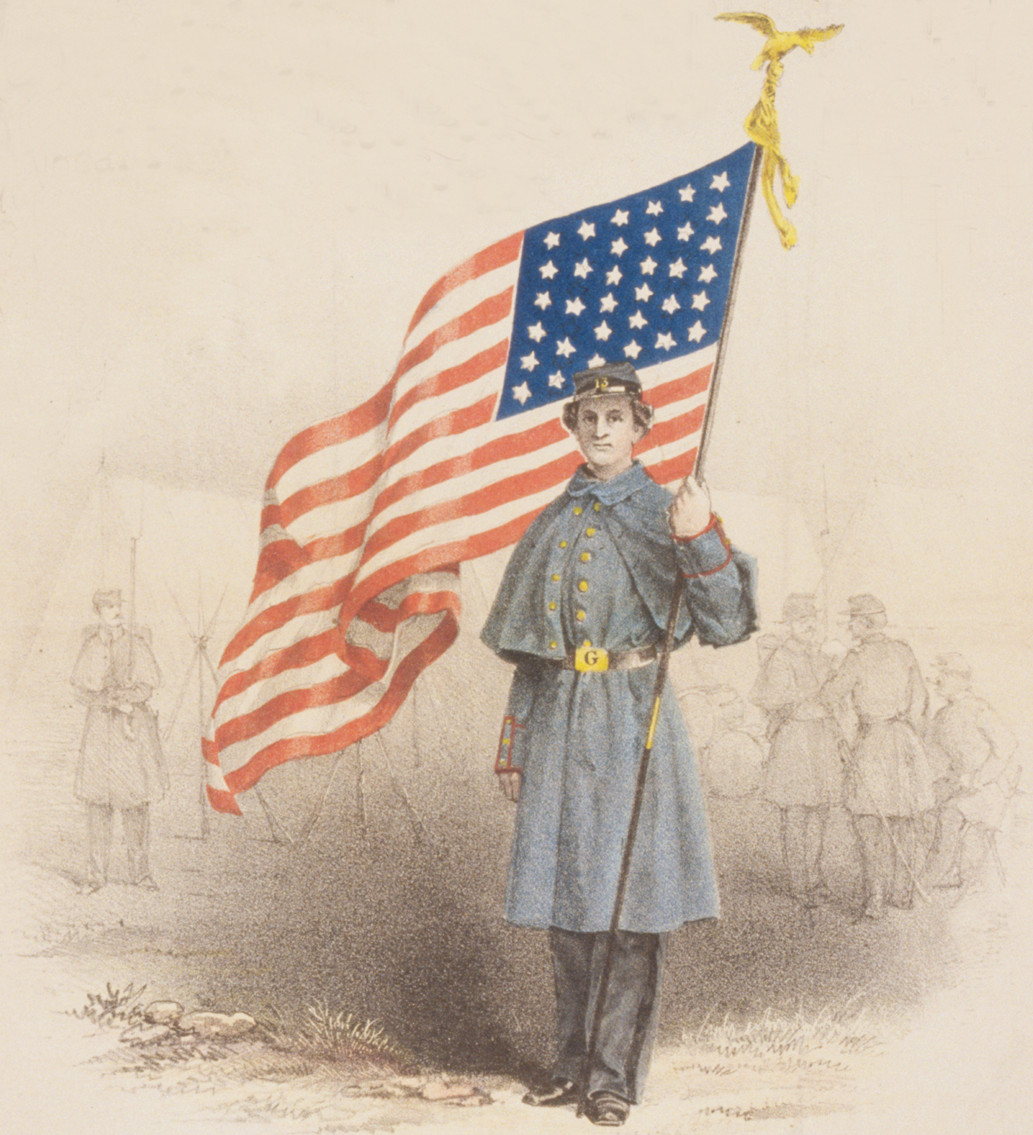 All hail to the flag of freedom / Ferd. Mayer & Co. Lith., N.Y., Brooklyn : Published by Skaats & Knaebel, c1861. — antique lithograph