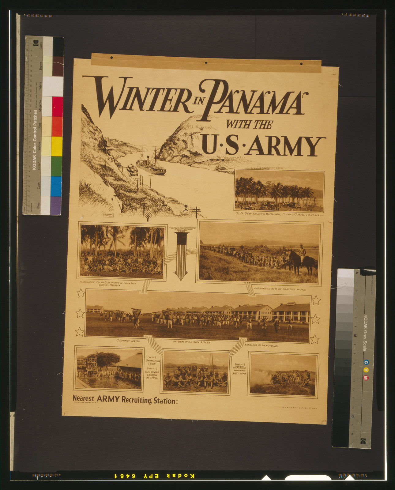 Winter in Panama with the U.S. Army, N.Y. : Neogravure Printing Co., [1917 or 1918] — vintage poster