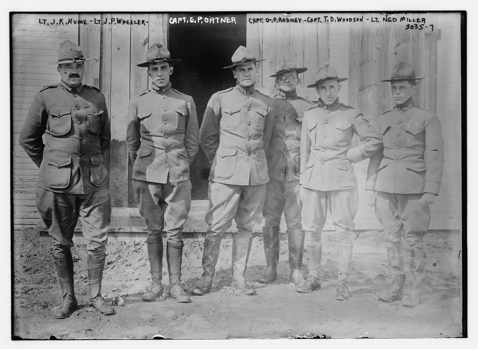 Lt. J.K. Hume -- Lt. J.P. Wheeler -- Capt. G. P; Rodney -- Capt. T.D. Woodson; Lt. Ned Miller, n/a — historic photograph