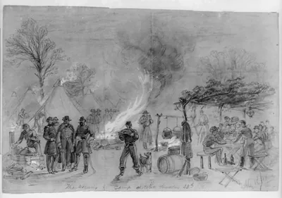 Thanksgiving in camp sketched Thursday 28th 1861