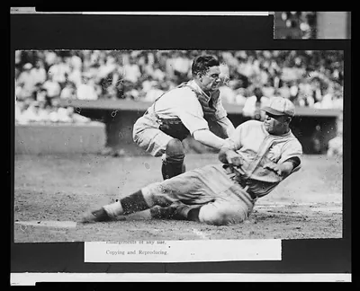 [Bing Miller, of the Philadelphia Athletics, tagged out at home plate by Washington Nationals catcher Muddy" Ruel during baseball game]"