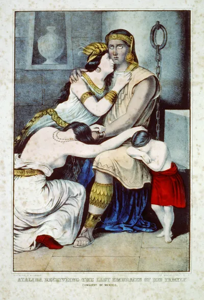 Ataliba receiving the last embraces of his family: conquest of Mexico
