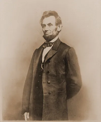 Abraham Lincoln three-quarter length portrait standing facing left