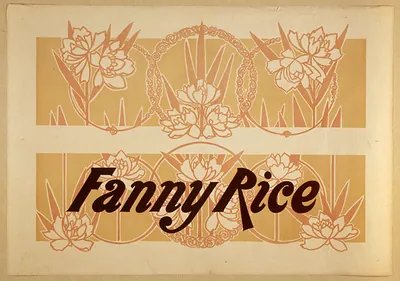 Art Nouveau floral panel with the words Fanny Rice