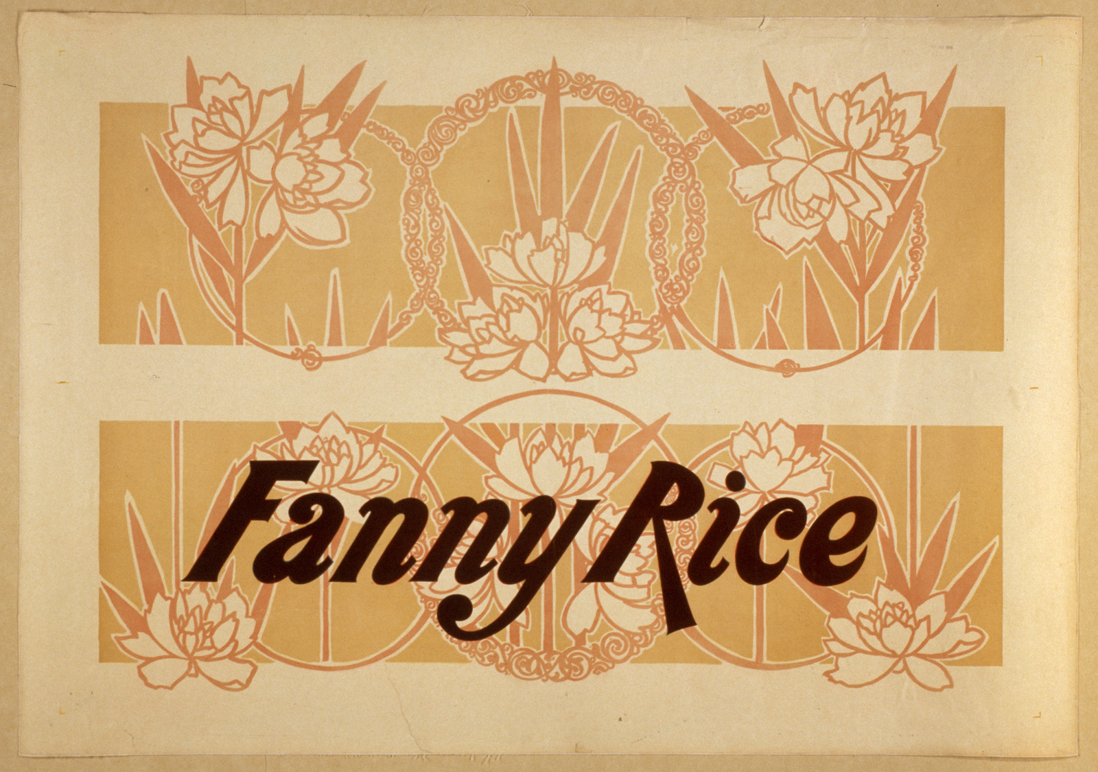 Art Nouveau floral panel with the words Fanny Rice — historic image