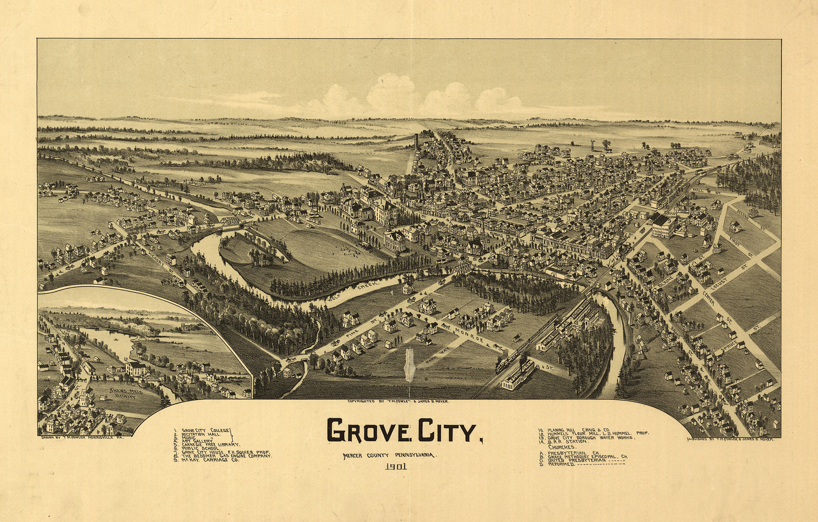 Grove City, Pennsylvania, 1901, 1901 — antique map