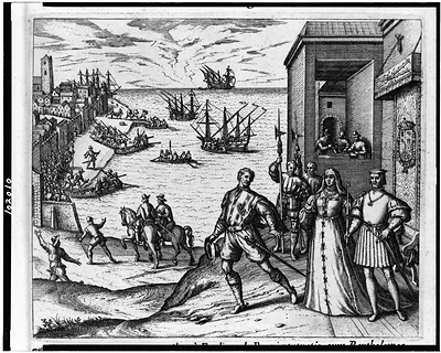 [Christopher Columbus leaving Spain to go to America]