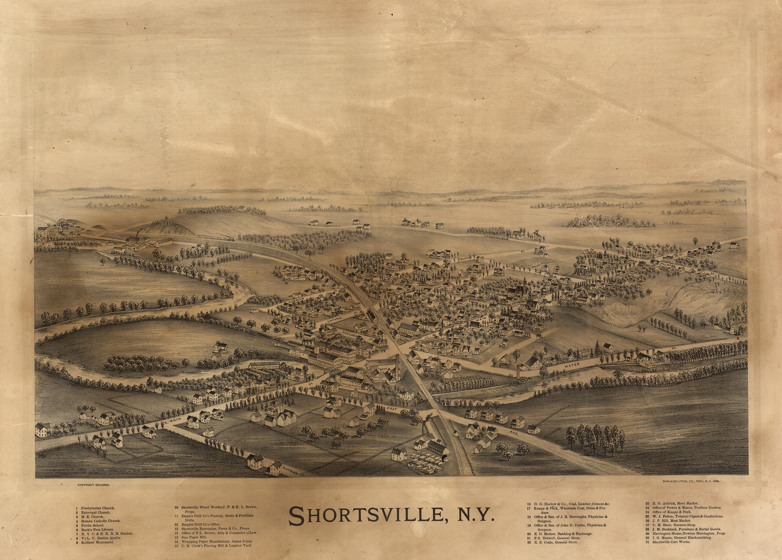 Shortsville, New York, 1892, 1892 — antique map