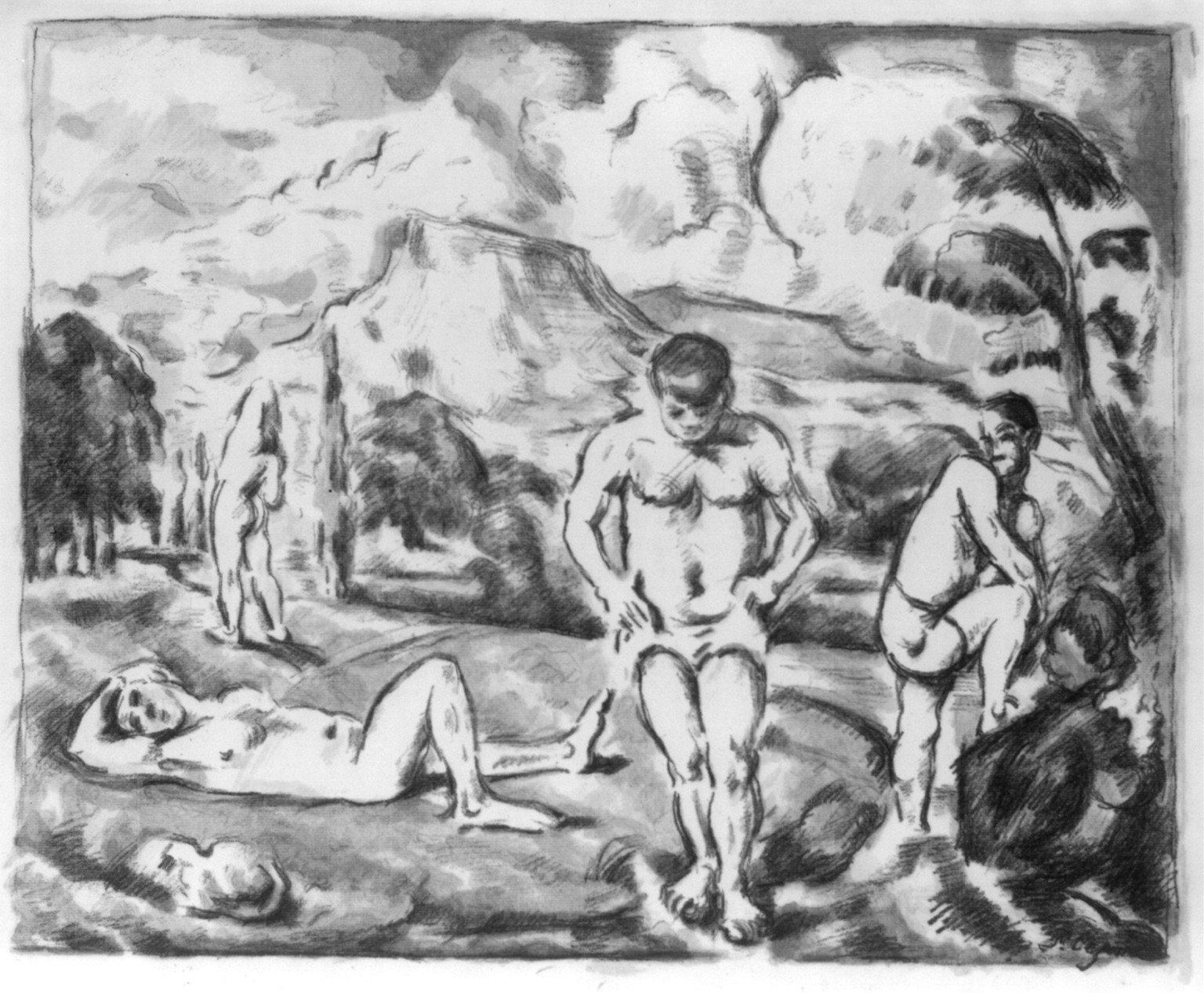 [The bathers] / P. Cézanne. — antique lithograph