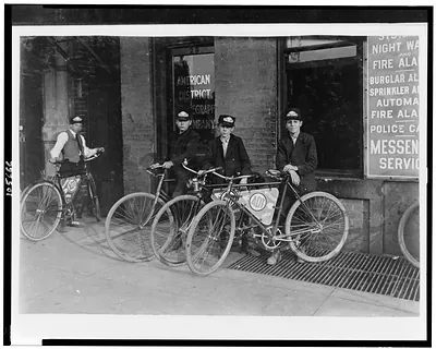 A. D. T. Messengers, Indianapolis. Aug., 1908. Location: Indianapolis, Indiana.