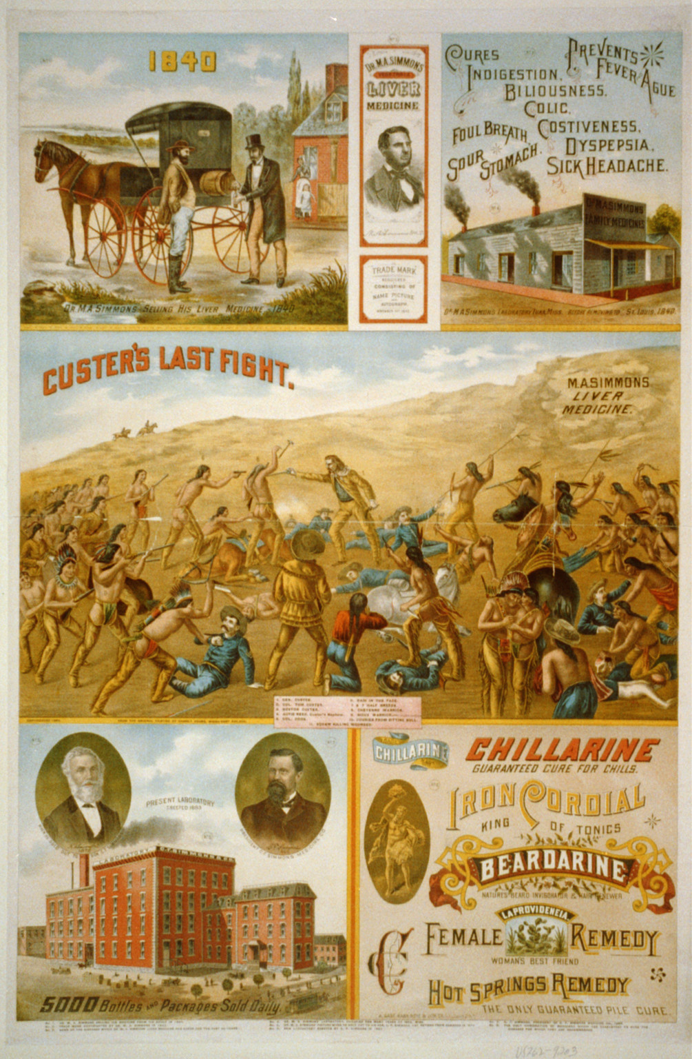 Dr. M.A. Simmons liver medicine, St. Louis & NY : A. Gast Bank-Note & Lith. Co., 1886. — antique lithograph