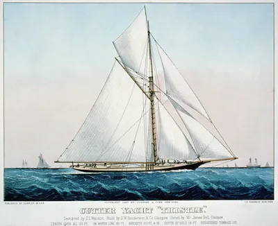 Cutter Yacht Thistle": Designed by G.L. Watson. Built by D.W. Henderson & Co. Glasgow. Owned by Mr. James Bell Glasgow"