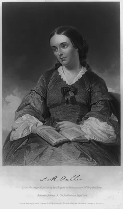 [Sarah Margaret Fuller, 1810-1850, three-quarter-length portrait, seated, facing left, book on lap]