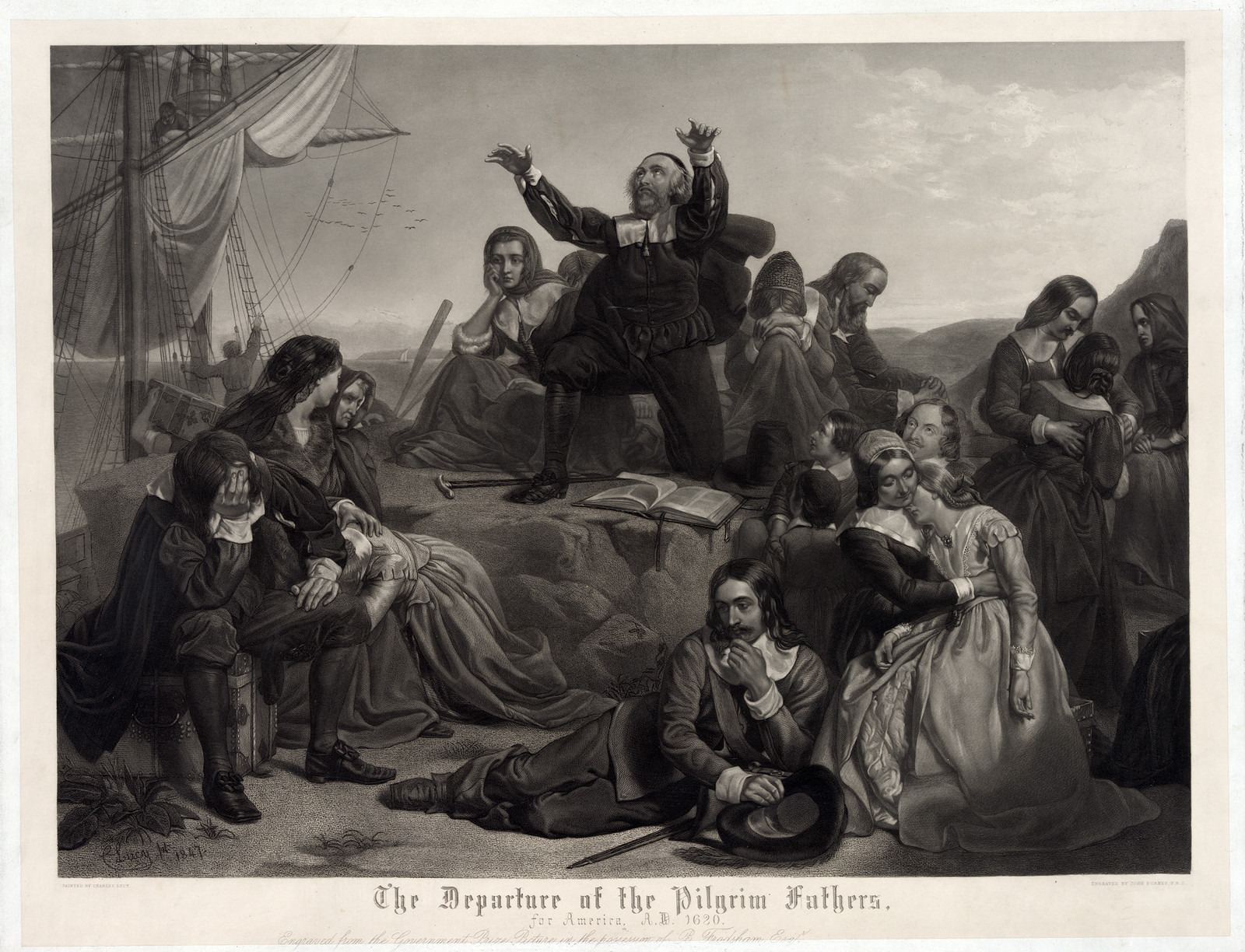 The Departure of the Pilgrim Fathers for America, 1620 — historic image