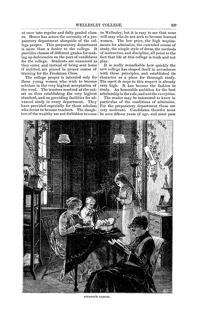 Student's Parlor engraving on Wellesley College magazine page