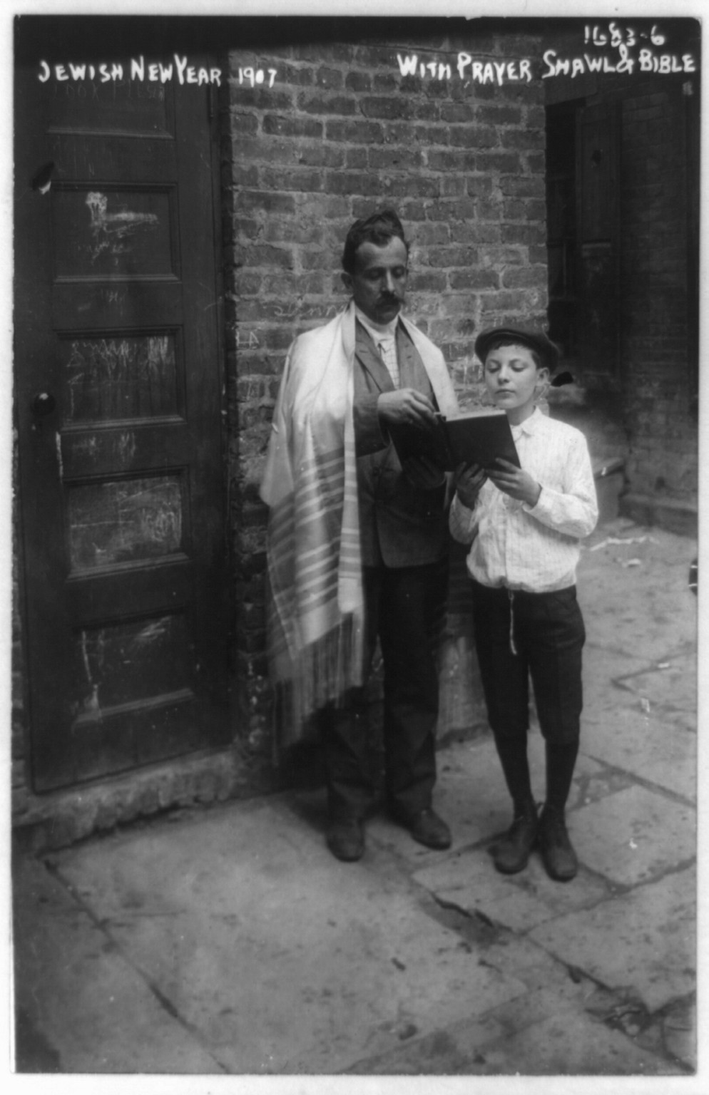 Jewish New Year, 1907, with prayer, shawl, & Bible, 1907 — historic photograph