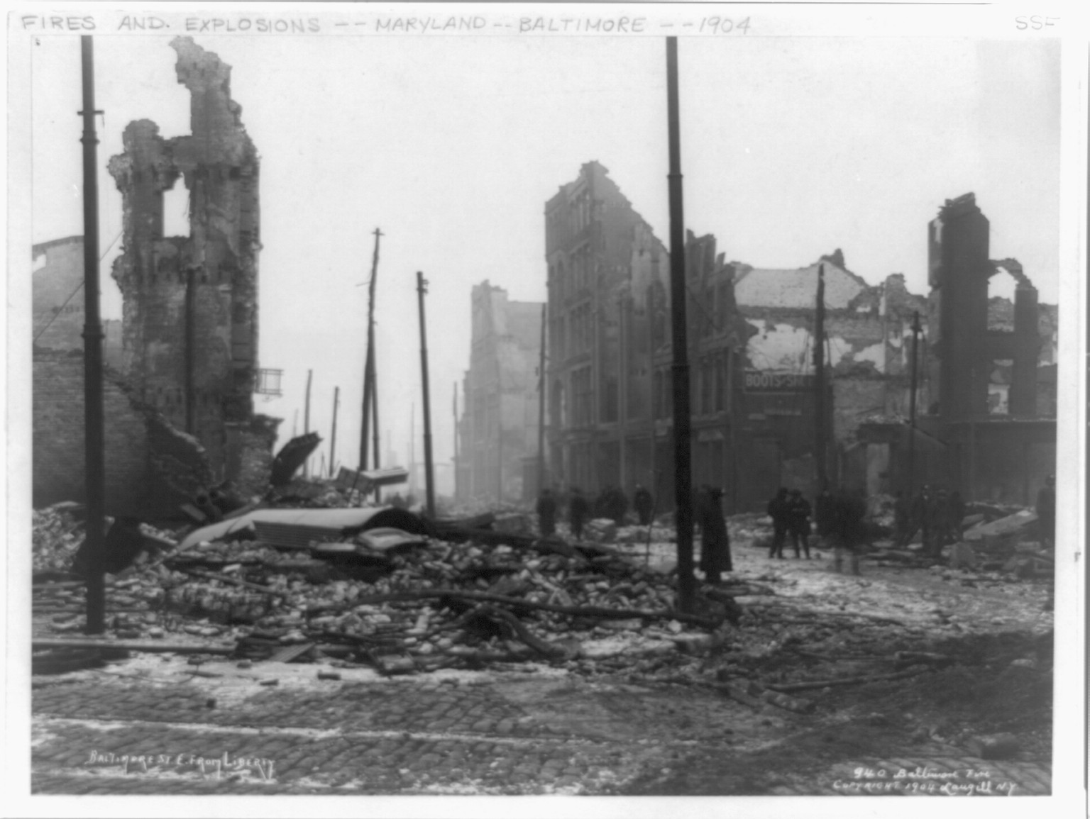 Baltimore fire, Baltimore St. E. from Liberty, c1904. — historic photograph