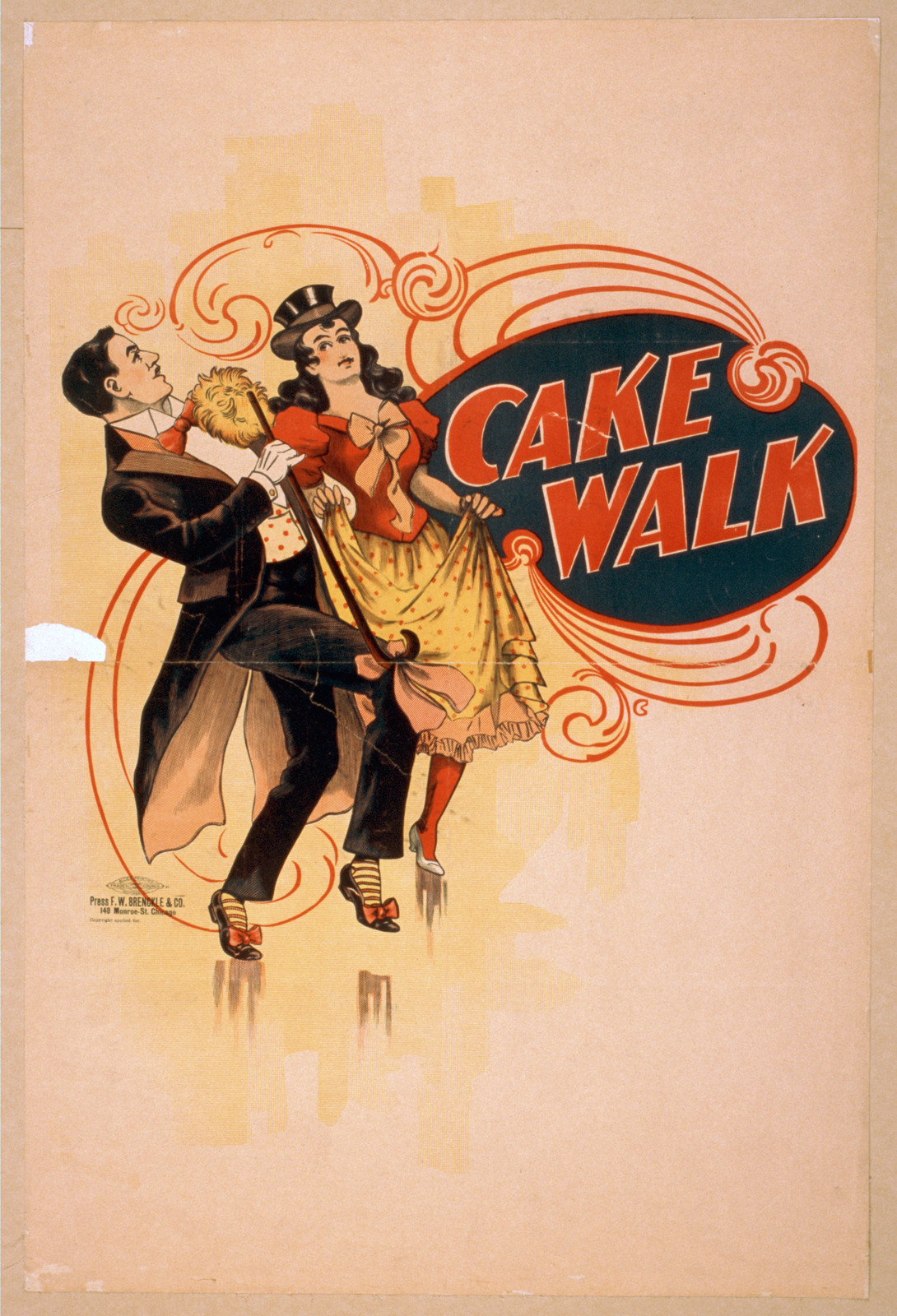 Cake Walk poster with dancing couple — vintage poster