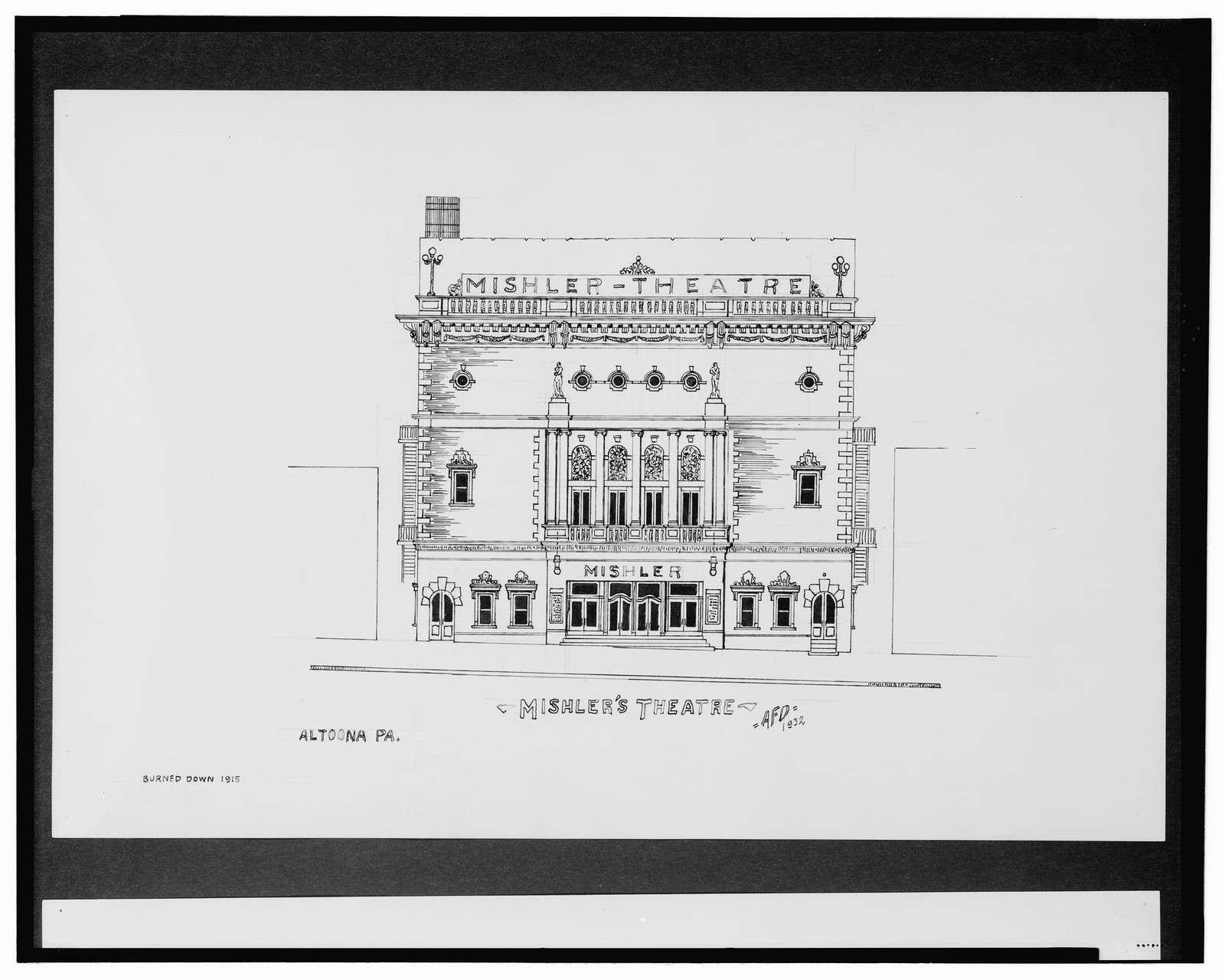[Mishler's Theatre, Altoona, Pennsylvania] / AFD 1932., And Engineering (ADE) Drawings — vintage poster