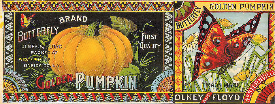 Golden Pumpkin Butterfly Brand Crate Label, Olney & Floyd — historic image