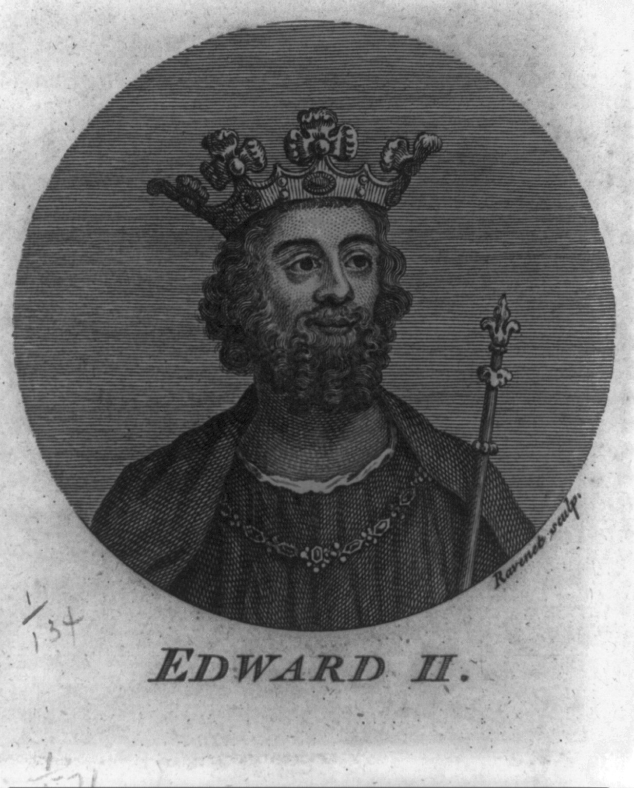 Edward II, King of England, 1284-1327, [no date recorded on caption card] — antique engraving