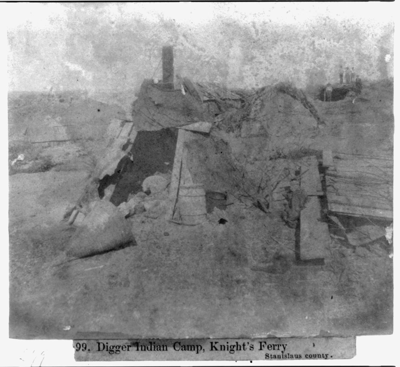 Digger Indian Camp, Knight's Ferry, Stanislaus County, [published 1866] — historic photograph
