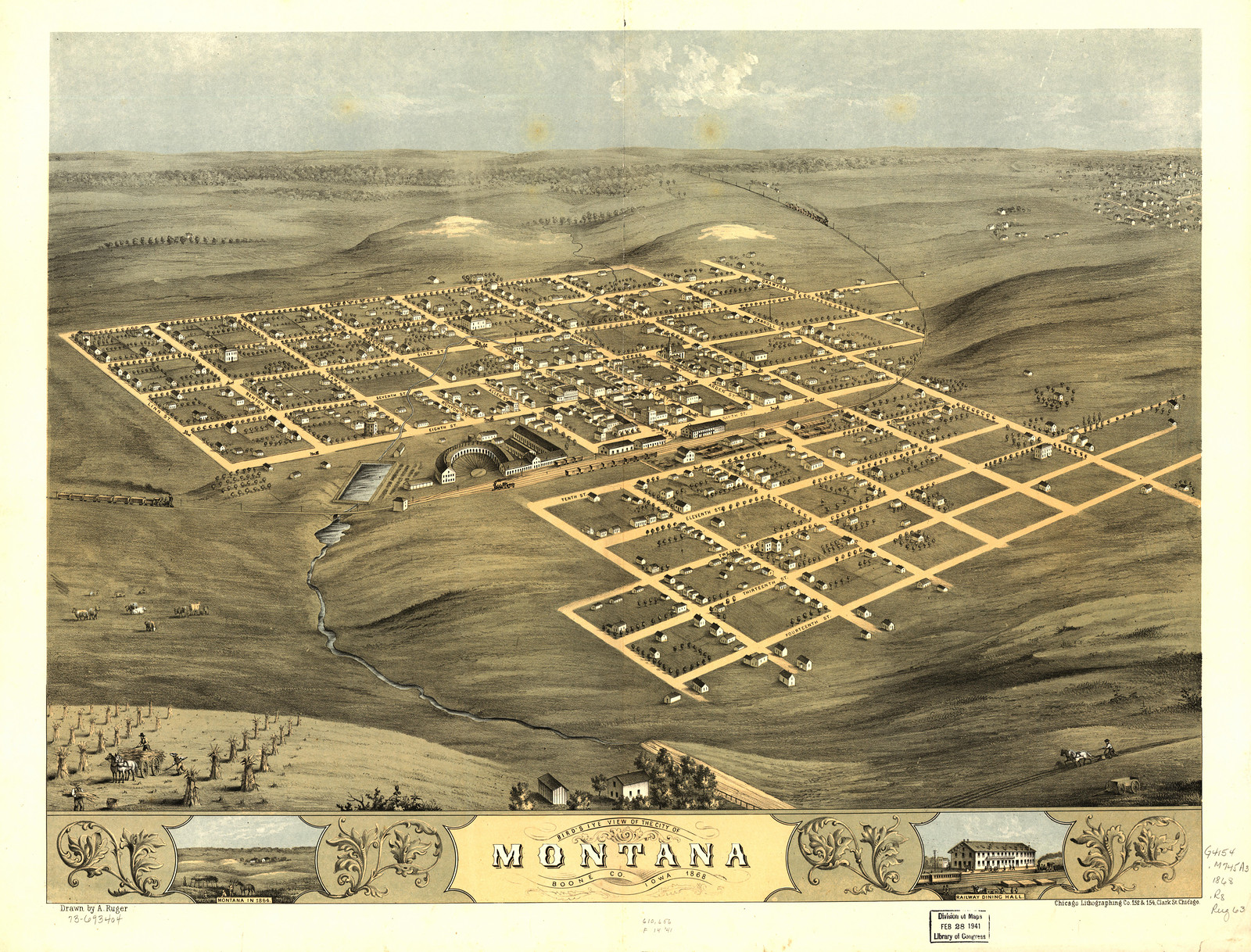 Montana Boone, Iowa, 1868, 1868 — antique map