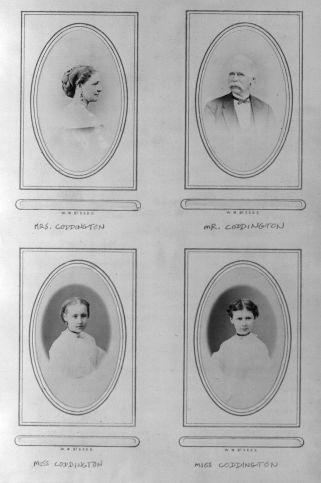 [Individual portraits of Mr. & Mrs. Coddington and their daughters], [between 1860 and 1869] — historic photograph