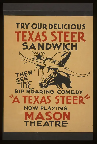 Try our delicious Texas steer sandwich then see the rip roaring comedy A Texas steer