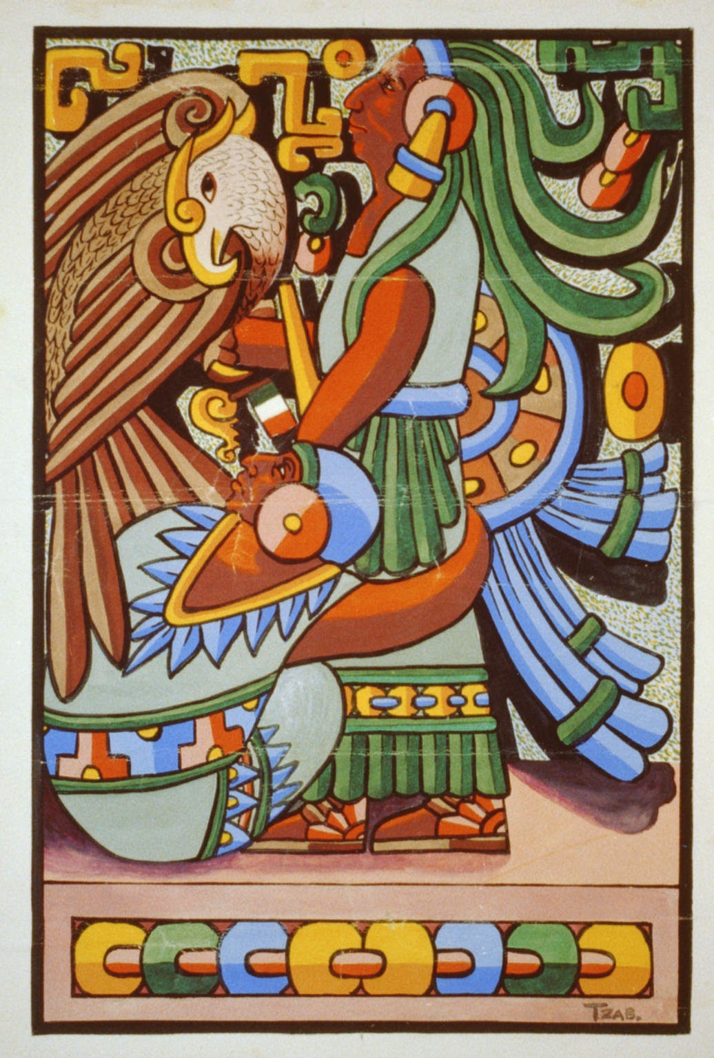 The Offering of the Mayab God before the Eagle or Kabul" / Tzab", [193-] — historic print
