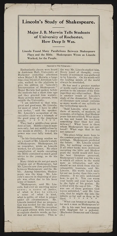 Lincoln's Study of Shakespeare
