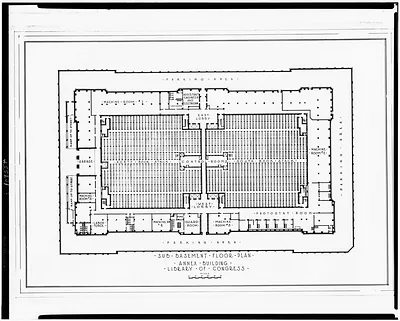 Sub-Basement Floor Plan, Annex Building, Library of Congress