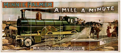 Minnie Palmer: A Mile a Minute, theatrical poster with locomotive