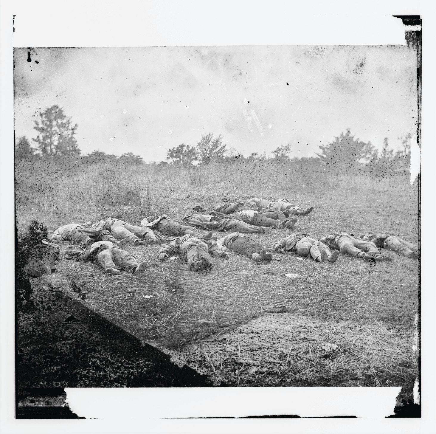 Gettysburg Pennsylvania. Confederate dead view looking toward the orchard on the Ro, 1863 — historic photograph