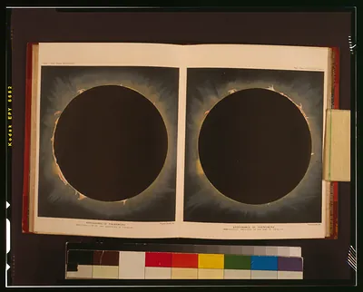 Appearance of phenomena immediately after the beginning of totality Appearance of phenomena immediately previous to the end of totality / Vincent Brooks, lith.