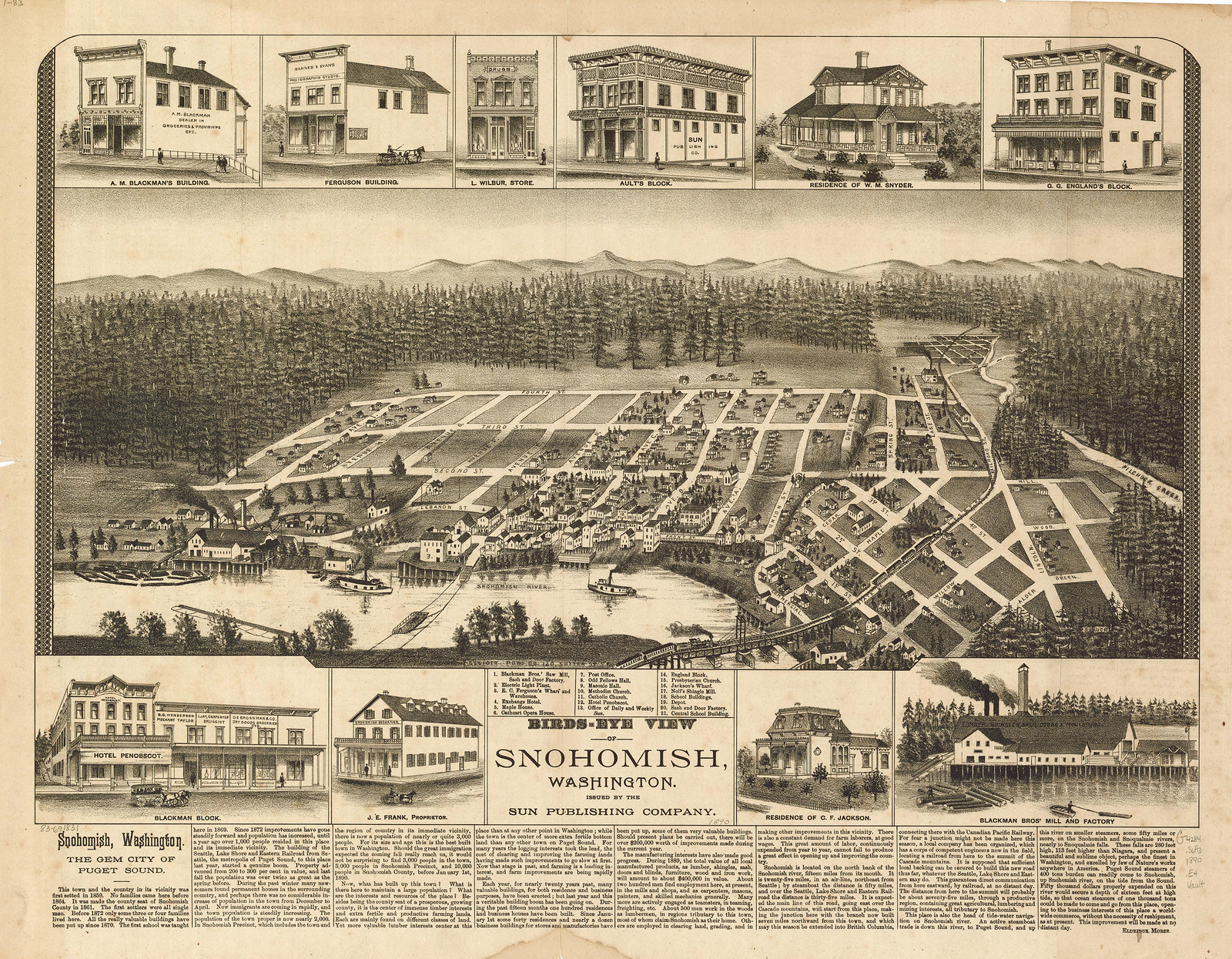 Snohomish, Washington, 1890, 1890 — antique map