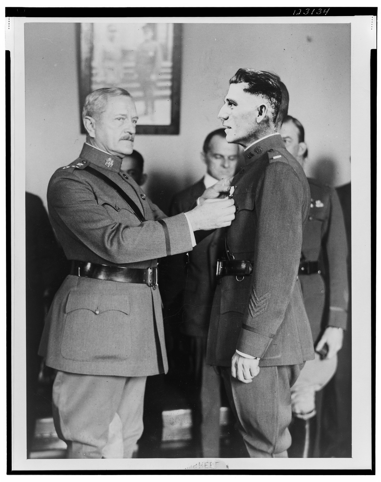 [Sig" awarded medal by General Pershing]", [between 1919 and 1930] — historic photograph