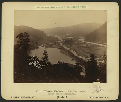 View taken looking up the Conemaugh Valley, Johnstown Flood, May 31st, 1889