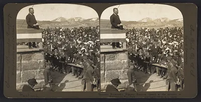 President Roosevelt's western tour - a speech at the entrance to Yellowstone Nat. Park
