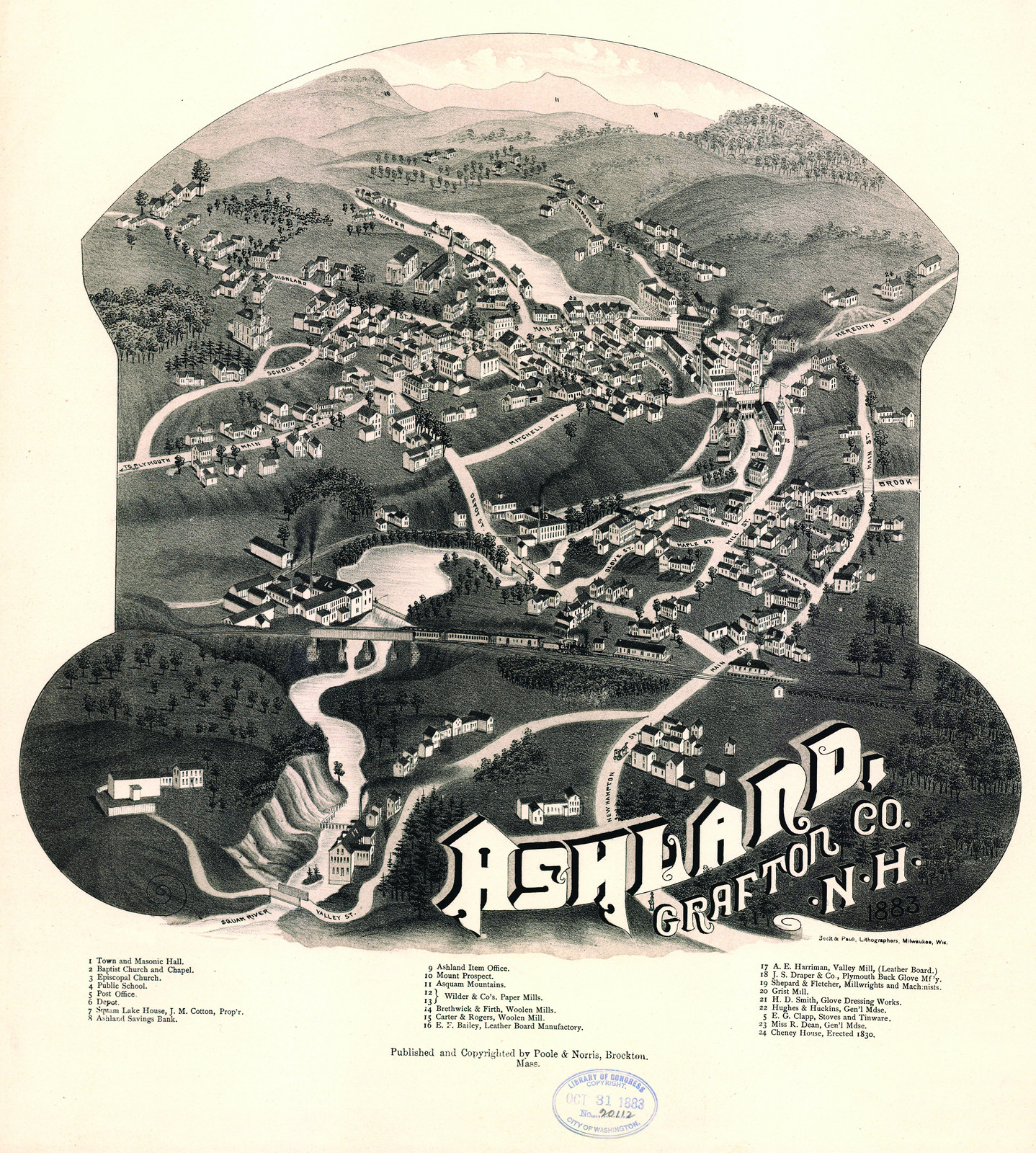 Ashland, New Hampshire, 1883, 1883 — antique map